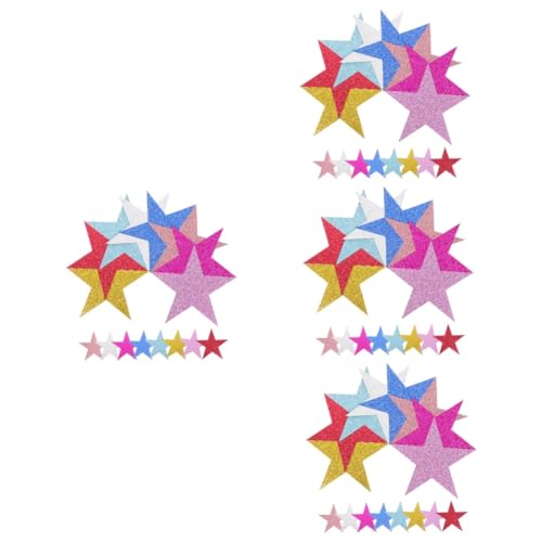 Lurrose 4 Sätze Pentagramm-dekoration Geburtstagsdeko Kindergeburtstags Dekoration Paper Stars Aufkleber Abziehbilder Papierausschnitt Filigrane Wandausschnitte 80 Stück * 4 von Lurrose