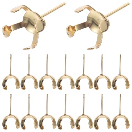 Lurrose 4 Sätze Perlenklauenhalter Haken Ohrstecker Für Frauen Ohrstecker Mit Stiftpfosten Ohrringträger Für Stecker Ohrringeinstellungen Leer Kette Golden Rostfreier Stahl 20 Stück * 4 von Lurrose