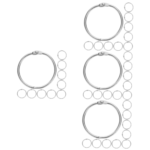 Lurrose 4 Sätze Ringbuch-ring Aktivitätsringe Ringbinder Paper Rings Metall Schlüsselanhänger Schlüsselringe Verschluss Schlüsselhaken Flexible Buchringe Metallringe Silver 20 Stück * 4 von Lurrose