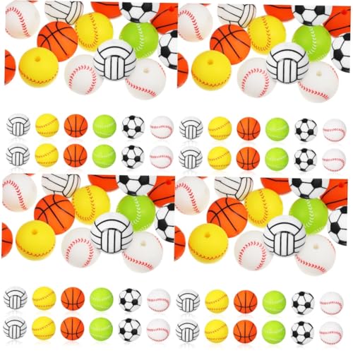 Lurrose 4 Sätze Silikonarmband Sportarmband Schmuckspacer Beads Für Schmuckbasteln Sport-polymer-ton-perlen Softball-perlen Sportperlen Farbige Perlen Silikonperlen Kieselgel 30 Stück * 4 von Lurrose