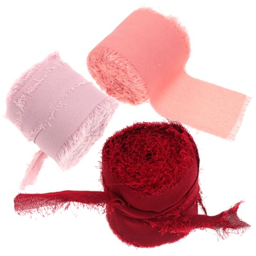 Lurrose 4 Sätze Von Hand Zerrissenes Band Mit Rohen Kanten Ribbon Ripsband Dekobänder Gelbes Band Rosa Schleife Bastelband Feiertagsband Zum Verpacken Von Geschenken Polyester 3 Rollen * 4 von Lurrose