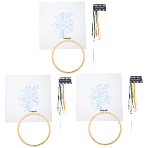 Lurrose 4 Sets Blumen Stickset Freundschaftsarmband Bastelset Kleine Stickrahmen Sets Reifen Nähset Für Stichset Stickgarn Armbänder Sticknadel Quilten Baumwolle Und Leinen von Lurrose