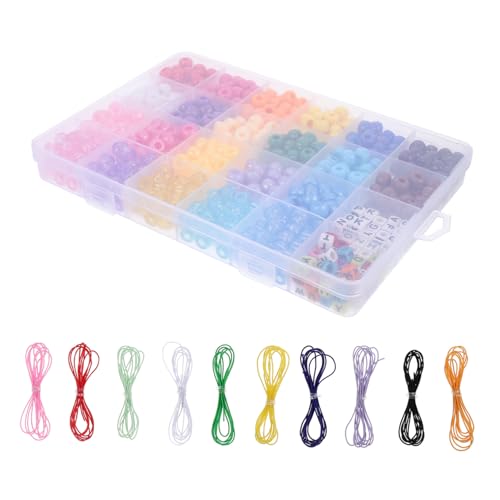 Lurrose 4 Sets Eimer Perlen Set Zylinderperlen Perlen Kits Bunte Perlen Zur Schmuckherstellung Glitzer Transparente Perlen Perlmutt Perlenstränge Zum Verzieren Perlen Mit Großen Löchern von Lurrose