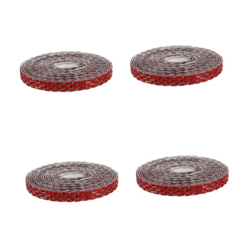 Lurrose 4 Stück Buntglas-strassstreifen Strassbänder Bling Wrap Strassband Bling Aufkleber Strass Strasssticker Selbstklebend Diy Handwerk Strass Strassbandbesatz Strasssteine Rot von Lurrose