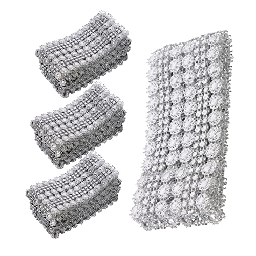 Lurrose 4 Stück Diamantreihe Für Diy-kleidung Trimmen Strasssteine ​​zum Basteln Spitzenstoff Für Die Schneiderei Strass-mesh-band Perlen Zubehör Weißer Organzastoff Plastik Silver von Lurrose