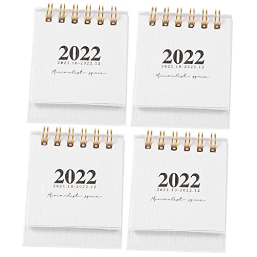 Lurrose 4 Stück Einfacher Mini-tischkalender Dekorationen Für Zu Hause Tischkalender Für 2022 Schreibtischaufsatz Taschenkalender Mini-staffeleien Stehender Flip-kalender Weiß Papier von Lurrose