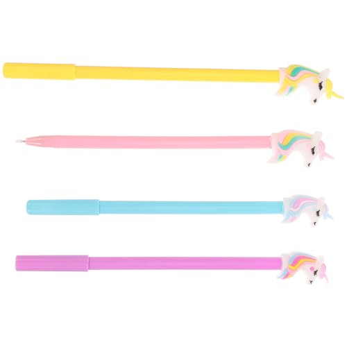 Lurrose 4 Stück Einhorn Lichtstift Glitzer Stift Leuchtende Stifte Zum Schreiben Mit Der Hand Stift Mit Licht Textmarker Glitzerstift Leuchtender Gelstift Kugelschreiber Kieselgel von Lurrose