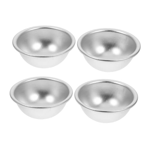 Lurrose 4 Stück Formen für Badebomben Herstellung Kuchenformen zum Backen Cupcake-Form Blech Puddingformen Container Badebomben-Backform Seifenformen Neuheit Jumbo Zinn Kugelformen Silver von Lurrose