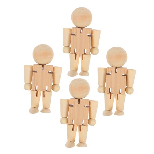 Lurrose 4 Stück Holzpuppe Robotabs Spielzeug Holzfigur Puzzle Spielzeug Dampfspielzeug Für Holzzeichnung Modellfigur Posiert Holzfigur Holzhandwerk Menschenfiguren Aus Holz Holzpuppe von Lurrose