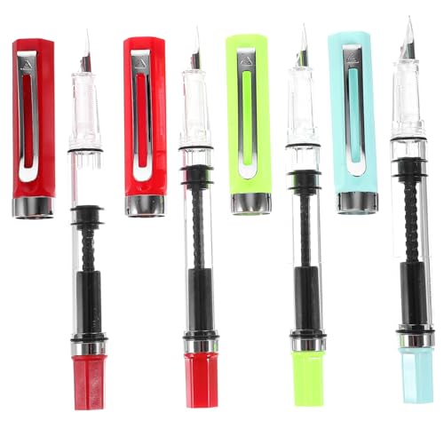 Lurrose 4 Stück Kolbenstift schreibutensilien schreibkladde stiftemappe kugelschreibern bürogadges pens stifte mitgebsel fountain flex pen Fountain pen Kolbenschreibstift 0,5 mm Stift von Lurrose