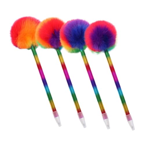 Lurrose 4 Stück Kugelschreiber Schreibstifte für Kinder Lustige Schreibstifte Multicolor Pompons Stifte Schreibstifte mit Spaßfaktor schöner Stift Schulbedarf Cartoon-Stift Plastik von Lurrose