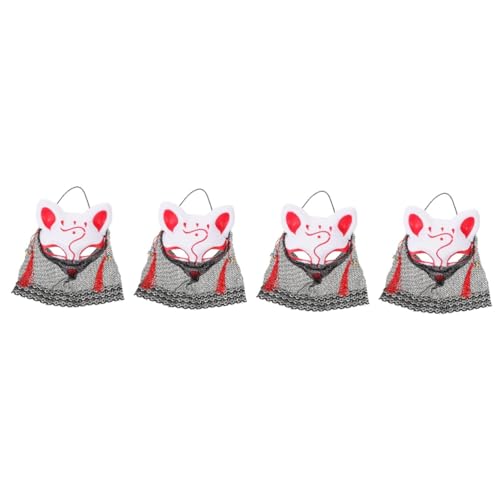 Lurrose 4 Stück Maske Halloween maskottchen Fuchs Partyzubehör Plastik rot von Lurrose