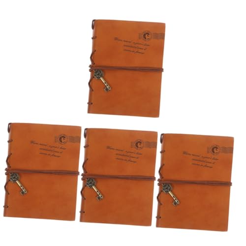 Lurrose 4 Stück Retro-Notizbuch Handtasche Notizbuch Reise Notizbuch Tagebuch zeichnen tagebuch tägliches notizbuch Tagebuch für Jungen Zeitschriften zum Schreiben ，PU Orange von Lurrose