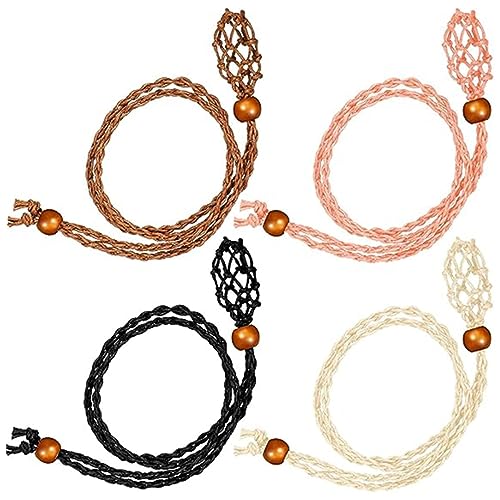 Lurrose 4 Stück handgewebtes Kettenseil armbandständer armband halter Armband-Halter Bausätze Schlüsselanhänger Perlen Gold gewebter Halskettensteinhalter Schnüre für DIY Halskette hölzern von Lurrose