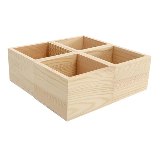 Lurrose 4 Stücke Boxen Kleine Holzkiste Ohne Deckel Schmuckaufbewahrungsorganisator Tischdekoration Ringboxen Für Schmuckgeschenk Mini-dekor Ohrringhalter Desktop-dekor Hölzern von Lurrose