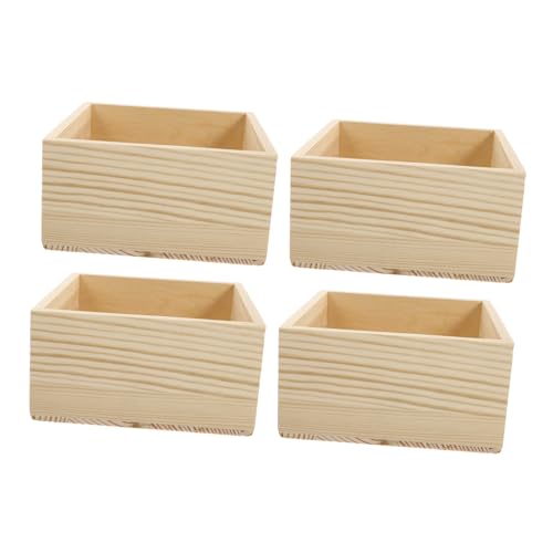 Lurrose 4 Stücke Boxen kleine Holzkiste ohne Deckel Mini-Tisch rustikale muttertags geschenkideen geschenkidee muttertag Schmuckaufbewahrungshalter DIY Schmuckkästchen von Lurrose