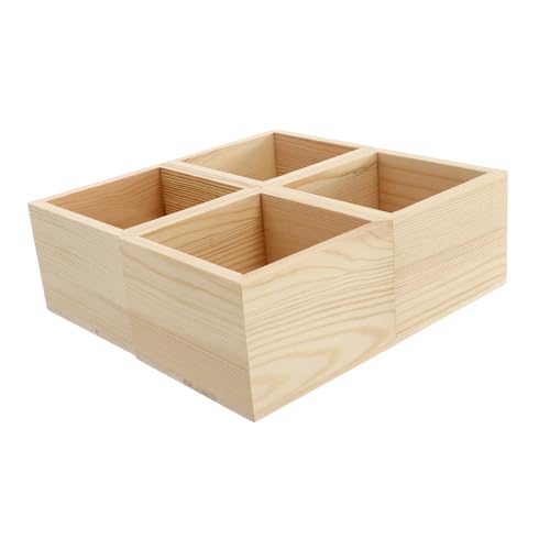 Lurrose 4 Stücke Boxen kleine Holzkiste ohne Deckel Tischdekoration Retro- storage boxes aufbwahrungs-box für Schmuck DIY Schmuckkästchen hölzern von Lurrose