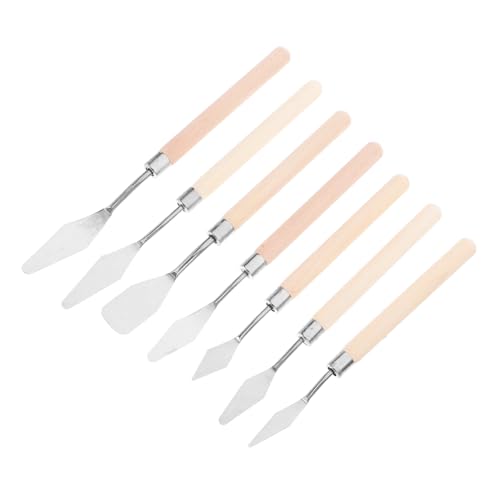 Lurrose 4-Teiliges Set 7 Kunstschaber Messer für Ölfarbe Malmesser-Set Farbpalette Messer künstlerpinsel Maltechnik Werkzeug Malwerkzeugset Künstler Spachtel Ölfarbenschaber Holz Beige von Lurrose