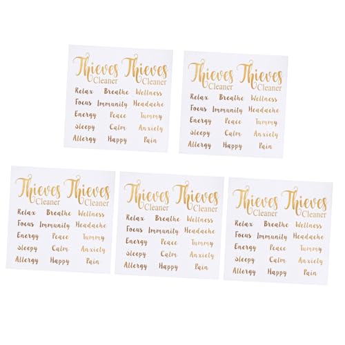 Lurrose 5 Blätter Flaschenaufkleber buchstaben sticker alphabet sticker label goldene etiketten für ätherische öle Klebeetiketten Etiketten mit ätherischen Ölen Aufkleber für Ölflaschen von Lurrose