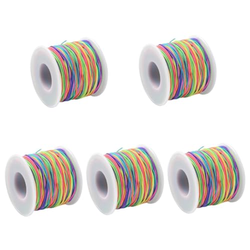 Lurrose 5 Rollen 1 Mm Bunte Kerngesponnene Elastische Kordel DIY Schmuckzubehör Selbstgemachtes Armband Halskette Drahtband Seil Kette Kabelbinder Verbinder Schmuckdraht von Lurrose