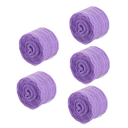 Lurrose Geschenkbänder Geschenkband 5 Rollen 45 Cm Spitze Ribbon Schienbeinschoner Tape Verpackung Hochzeitsringe Spitzendekoration Streifen Geschenkverpackung Valentinsband Polyestergarn Lavender von Lurrose