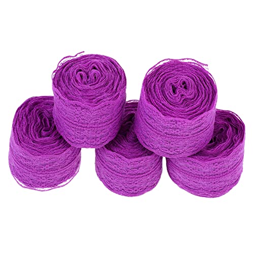 Lurrose 5 Rollen 45 cm Spitze rosa Schleife Spitzenbänder binden Sackleinenband Streifen Dekorationen blumenarrangement geschenkverpackung Spitzenband Bowknot-Zubehör Polyestergarn Violett von Lurrose