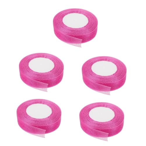 Lurrose 5 Rollen Chiffon-band Schleifenrock Hochzeitsdekorationen Aufdecken Bänder Wickelband Strauß Dekorativ Rot-grün-weißes Band Wickeln Party Doppelt Verpackung Rosy Schneegarn von Lurrose