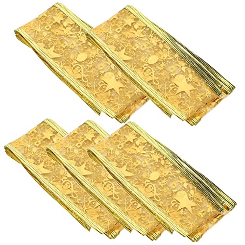 Lurrose 5 Rollen Geschenkboxband Dekorationen Streifen Basteldekor-samtband Goldband Zum Verpacken Strasssteine Streamer Weihnachtsbänder Sackleinenband Für Weihnachtsbaum Polyester von Lurrose