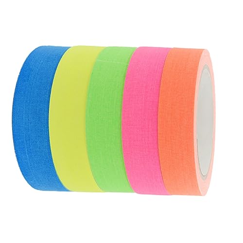 Lurrose 5 Rollen UV-Baumwollband farbiges klebeband zierband selbstklebend rolls of tape Cotton tape Practical tape im Dunkeln leuchten Band fluoreszierendes Klebeband leuchtendes Band von Lurrose