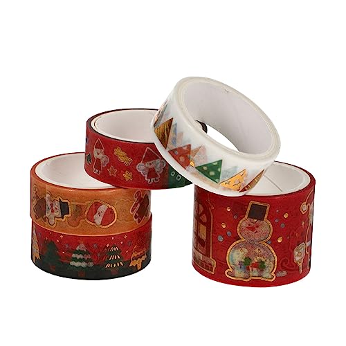 Lurrose 5 Rollen Weihnachtliches Vergoldungsband weihnachtsklebeband weihnachts washi tape süßes Band Klebeband für Haustiere papierklebeband selber machen Zeichentrick-Washi-Tape von Lurrose