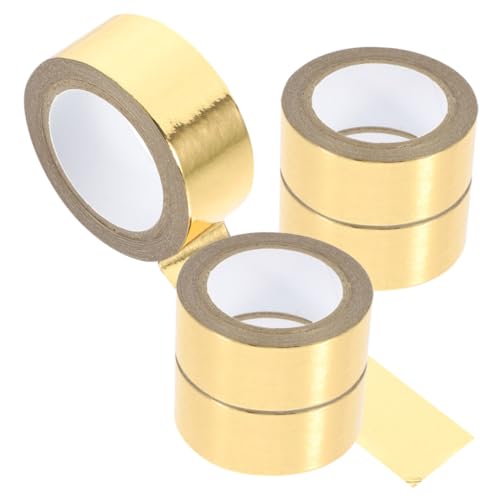 Lurrose 5 Rollen dekoratives Klebeband ästhetisches Washi-Tape Scrapbook-Klebeband bastelmaterial für kinder wiederverwendbar klebeband DIY Klebeband Metallband Druckband bronzieren Golden von Lurrose