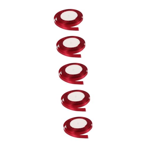 Lurrose 5 Rollen weinrotes Band dekorative Bänder Blumenband rotes Satinband Kranzband Seidenband Dekorationsband Schleifenband geschenkband dekor exquisites Geschenkband Polyester von Lurrose