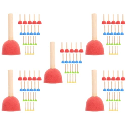 Lurrose 5 Sätze Schwammbürste Mit Pilzkopf Schaumkreis Färbung Bastelschwamm Schwämme Küche Flüssig Airbrush-Farbe Bausatz Malen Miniaturfarbe Fleck Kinderschwamm Holz 24 Stück * 5 von Lurrose