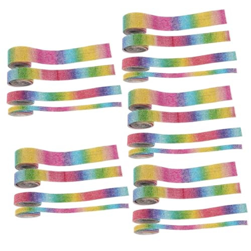 Lurrose 5 Sätze Selbstklebender Strassstreifen Diamant Besatzband Funkelndes Glitzernetzband Glitzerpapierband Mehrere Strassschnallen Zum Basteln Edelsteine Bunte 4 Rollen * 5 von Lurrose