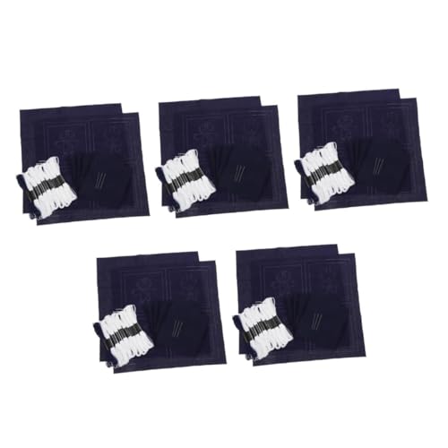 Lurrose 5 Sätze Stickmaterialpaket Sashiko-untersetzer Sashiko-stickerei Für Anfänger Japanischer Traditioneller Untersetzer Diy Mönch-untersetzer-set Sashiko-starterkit Stoff Blue von Lurrose