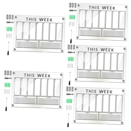 Lurrose 5 Sätze Wochenplaner Nachrichtentafel Trocken Abwischbar Kreatives Memoboard Wöchentliche Menütafel Magnetischer Notizblock Wochenkalenderblock Abreißen Mini Transparent Acryl von Lurrose