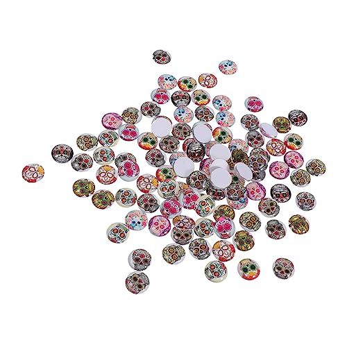 Lurrose 5 Sätze -glaspatch Schädelperlen Cabochons Zur Schmuckherstellung Schmuckhalskette Schädelkuppel Kreis-halskette Schmuck-cabochons Halloween-kuppel-cabochons 100 Stück * 5 von Lurrose