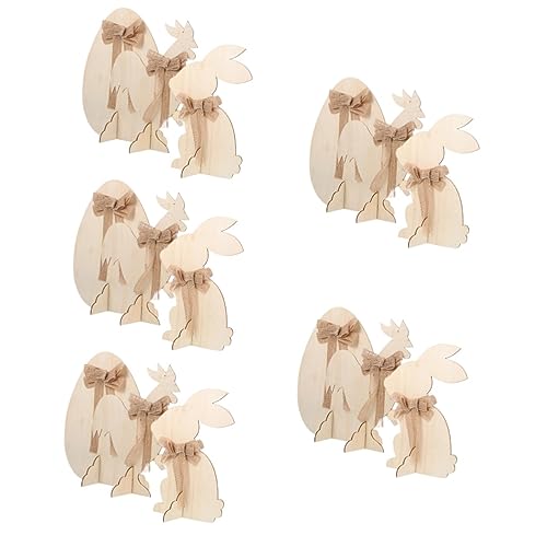 Lurrose 5 Sets Hase Holzornament Ausschnitt Für Zuhause Kit Ohrring Charms Vogel Vogelnest Party Outdoor Hahn DIY Basteln Holz Osterdekorationen Osterdesign Holzscheiben Leinen von Lurrose