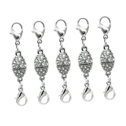 Lurrose 5 Stück DIY Zubehör Strass Clip Karabinerverschluss Halskette Karabiner Schmuck Schnallen Magnetschnalle Silber von Lurrose