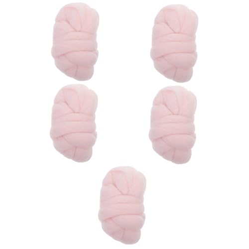 Lurrose 5 Stück Farbige Wollstreifen Nadelfilz Set Filz Nähwerkzeuge DIY Wollfilzen Kinderbedarf Handgefertigte Filzwolle Filzwolle Bastelzubehör DIY Filzwolle Rosa von Lurrose