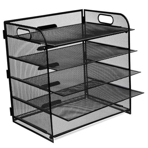 Lurrose 5-lagiger Mesh-Desktop-Datei-Organizer Stapelbare Briefablage für den Schreibtisch Akte Dokument dokumentenablage briefhalter Organisatoren aus Papier Papierhalter Kohlenstoffstahl von Lurrose