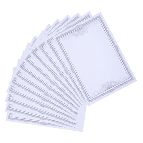 Lurrose 50 Blatt Preisblatt Geprägtes Transferpapier Kartonpapier Pergament Clip Blanko-auszeichnungsurkunden Spurenpapier Büroklammern Klemmen Zertifikate Zertifikatspapiere Brief Blue von Lurrose