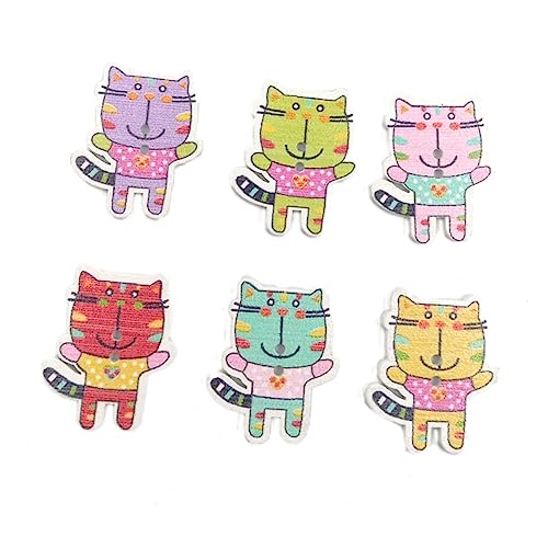 Lurrose 50pc Cartoon Umarmung Katze Knöpfe Holz Snaps 2 Löcher Für Stricken Dekorative von Lurrose