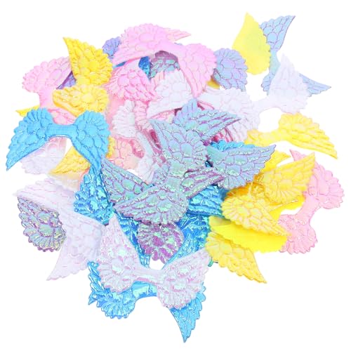 Lurrose 50 Stück Engelsflügel Zubehör Engelsflügel Applikation DIY Bastelmaterial Patch-Zubehör Flügel-Haarspange Flügelfleck Mini-Haarspangen Bekleidungsdekor Abzeichen Flecken Kunstleder von Lurrose