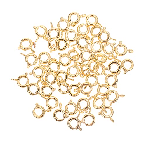 Lurrose 50 Stück Federschnalle Halskettenverbinder Selber Machen Feder-o-ringschnallen Armband Aus Sterlingsilber Armbandverschluss Selber Machen Halskette Federring Golden Kupfer von Lurrose