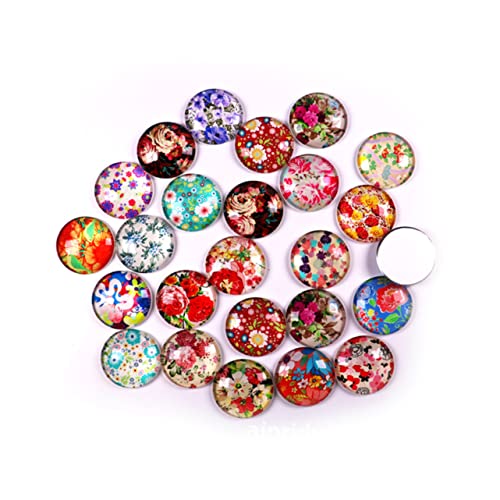 Lurrose 50 Stück Glas Aufkleber Cabochons Aus Glas Mit Flacher Rückseite Glasfleck Edelsteine Perlen Mit Flacher Rückseite Mosaik Kuppel-cabochons Fotokachel Schmuck Ring Runden von Lurrose