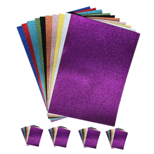 Lurrose 50 Stück Glitzerpapier Konstruktionspapier Farbiges Baupapier Kartonpapier, Farbiges Papier Bastelkartonpapier Scrapbooking -papier Kartenpapier Kartenherstellung Geburtstagspapier von Lurrose