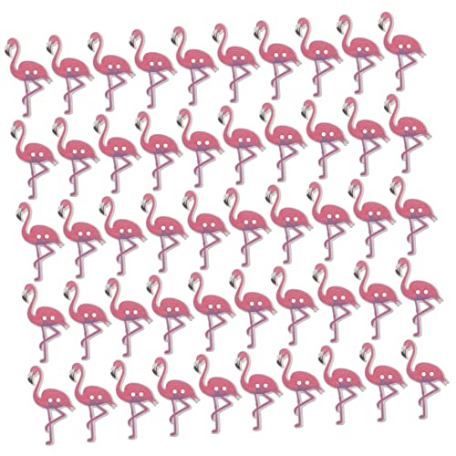 Lurrose 50 Stück Holzknöpfe selber machen Flamingo-Anhänger Flamingo-Verzierungen tierische Knöpfe kinder bastelset basteln für kinder dekorative Holzknöpfe Flamingo-Nähknöpfe Bambus Rosa von Lurrose