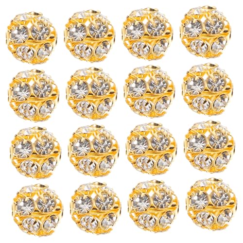 Lurrose 50 Stück Kristallperlen glasperlen perlenohrringe bead set Bausatz Webstuhl ohrringe perlen Kunsthandwerkliches Perlenmaterial Halskettenherstellung aus Legierungsperlen Golden von Lurrose