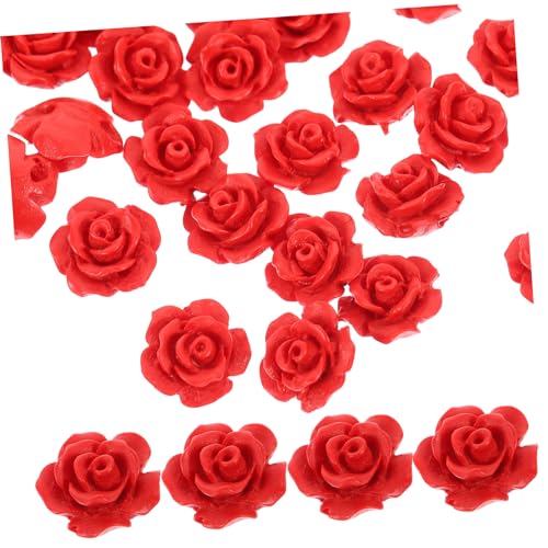 Lurrose 50 Stück Lose Rosenperlen Reize Tonperlen Zauber Zum Basteln Rosen-anhänger Perlen Zum Basteln Herstellung Schmuck Gießen Rosa Abstandshalter Bastele Edelsteine Blumen Rot von Lurrose